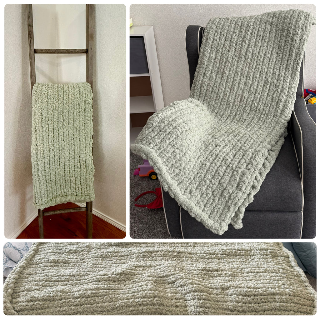 Handmade Chunky Knit Blanket - Sage
