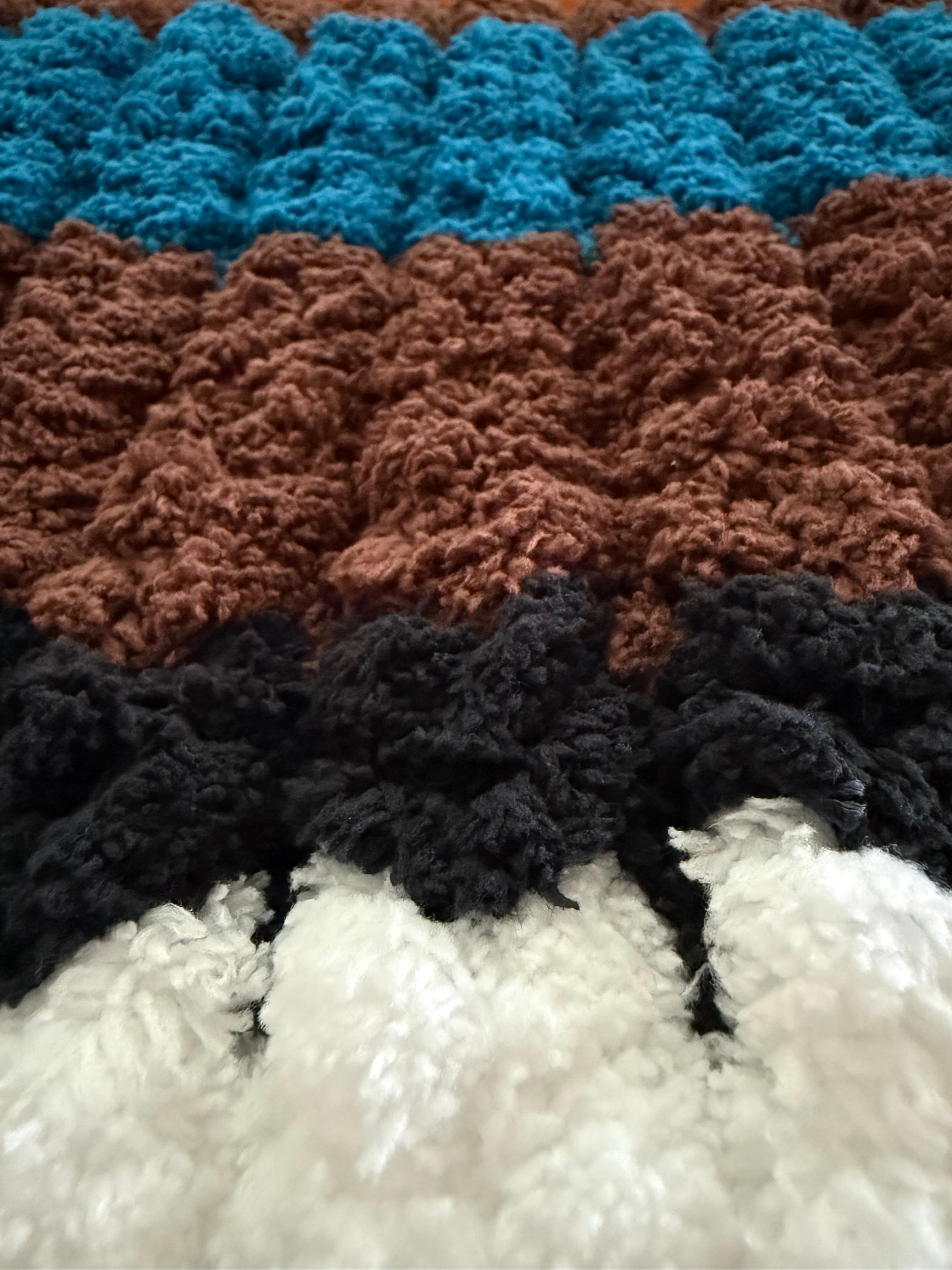 Blue, Brown, and White Throw Blanket
